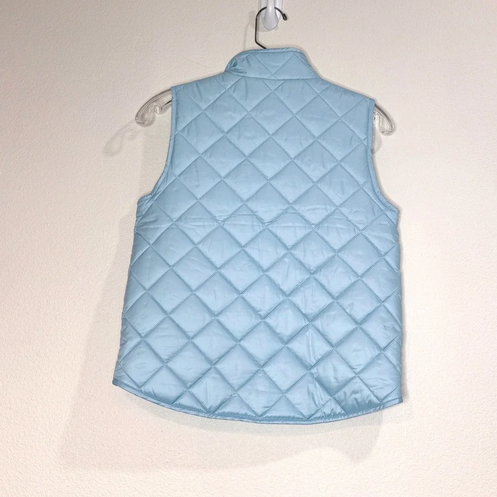 CREWCUTS J.Crew Kids Girls Boys Puffer Quilted Vest LG Lt Blue Front Zip Pockets